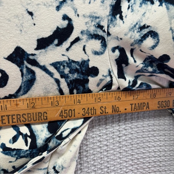 NWT Cynthia Rowley Black/Blue/White Stretchy Wrap Midi Dress Women Small Boho - Picture 7 of 8